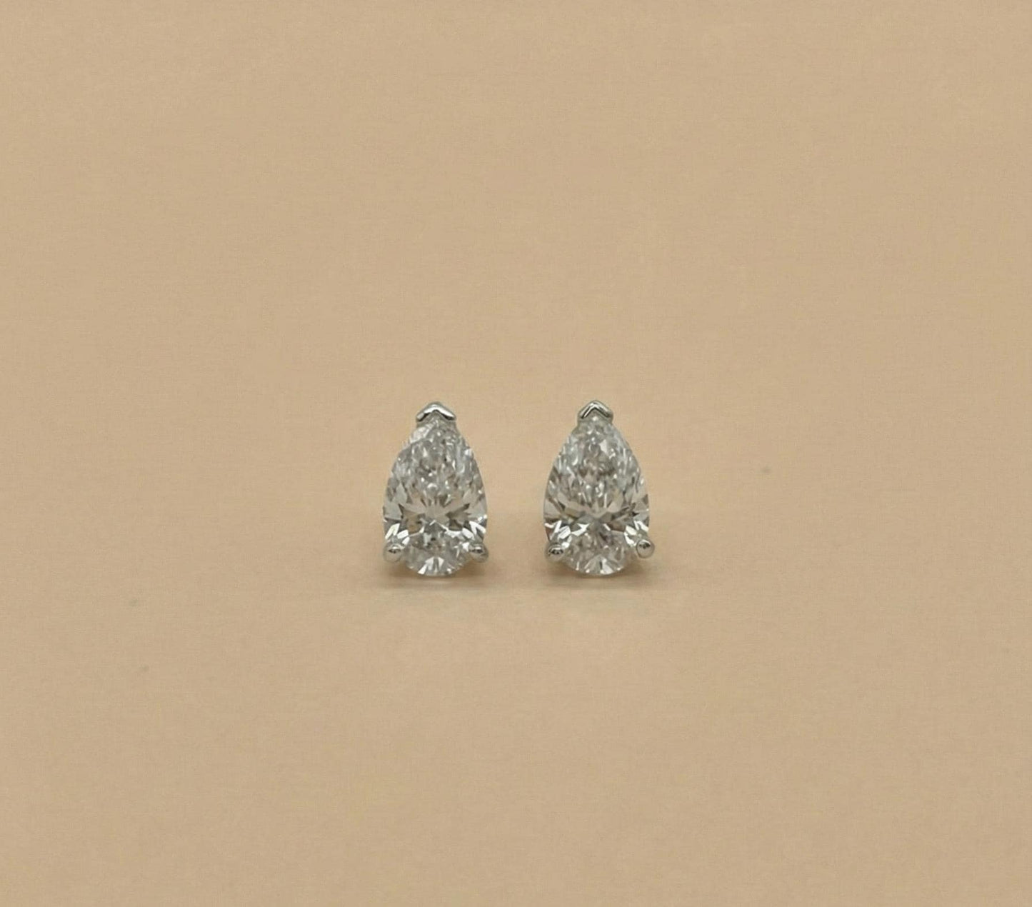 2 Carat Total IGI CERTIFIED D/VVS2 Pear Cut Lab Grown Diamond Stud Earrings, 14k White Gold Pushback Posts, Perfect Gift for Her Moissanite engagement ring in Gold or Platinum — custom handcrafted by Forever For Love