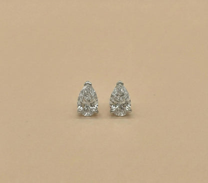 2 Carat Total IGI CERTIFIED D/VVS2 Pear Cut Lab Grown Diamond Stud Earrings, 14k White Gold Pushback Posts, Perfect Gift for Her