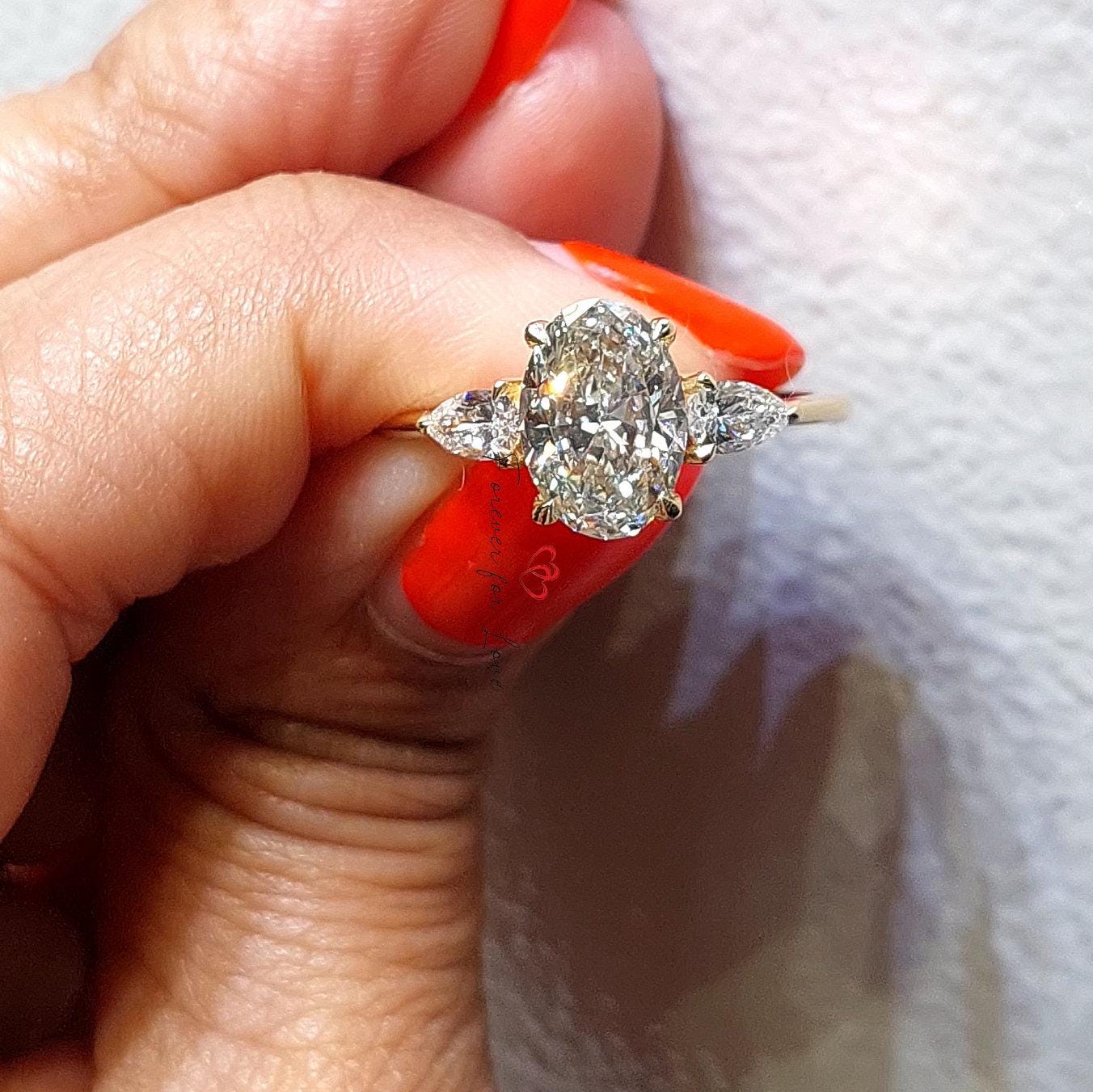 3 Ct Oval Diamond Three Stone Engagement Ring