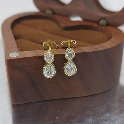 14k Gold Pear cut Diamond Earrings , Lab Diamond Studs, Lab Grown Diamond, Solid Gold Studs, Perfect Gift