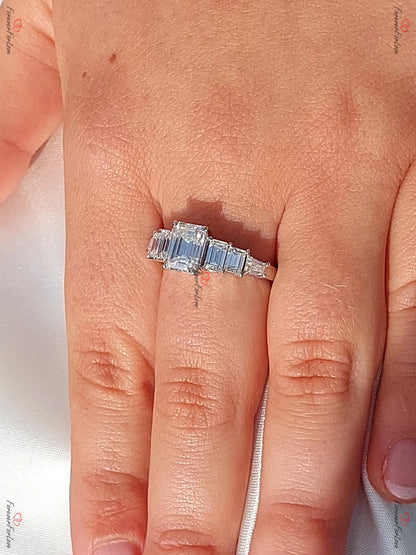 Emerald Moissanite, Emerald Engagement Ring
