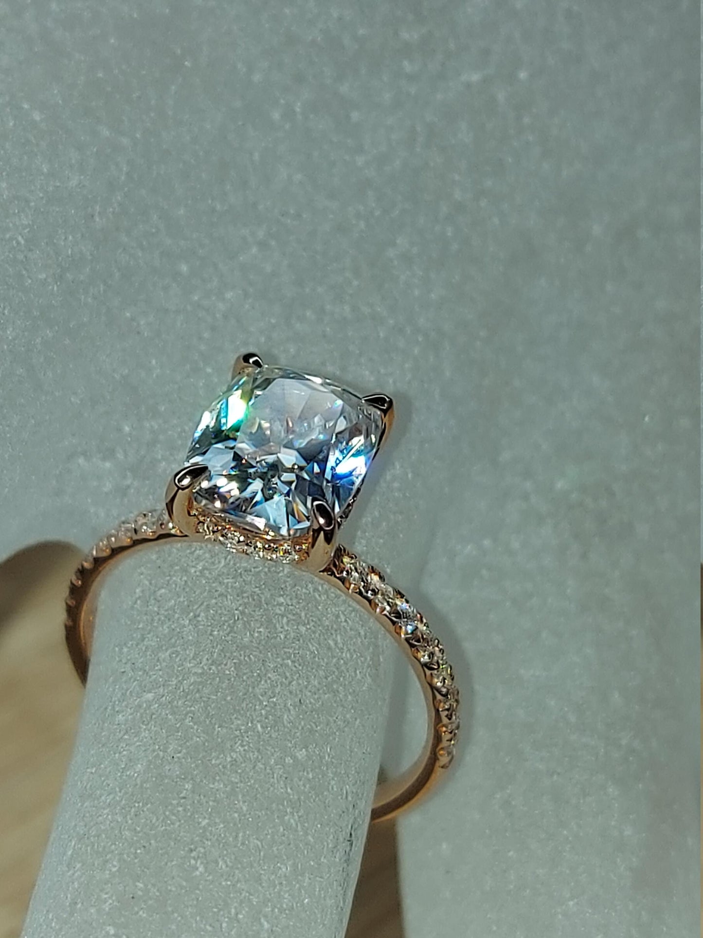2 Ct Cushion Moissanite Engagement Ring Cushion cut 1Ct Moissanite Brilliant Cut engagement ring in 935 Argentium Silver — custom handcrafted by Forever For Love