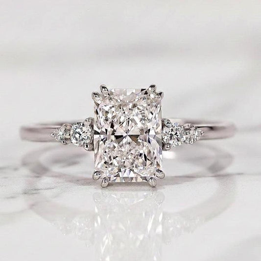 Lab Grown Diamond Engagement Ring IGI Certified E VVS2 Diamond Proposal Ring Radiant Cut Diamond Ring for Her Solitaire Ring