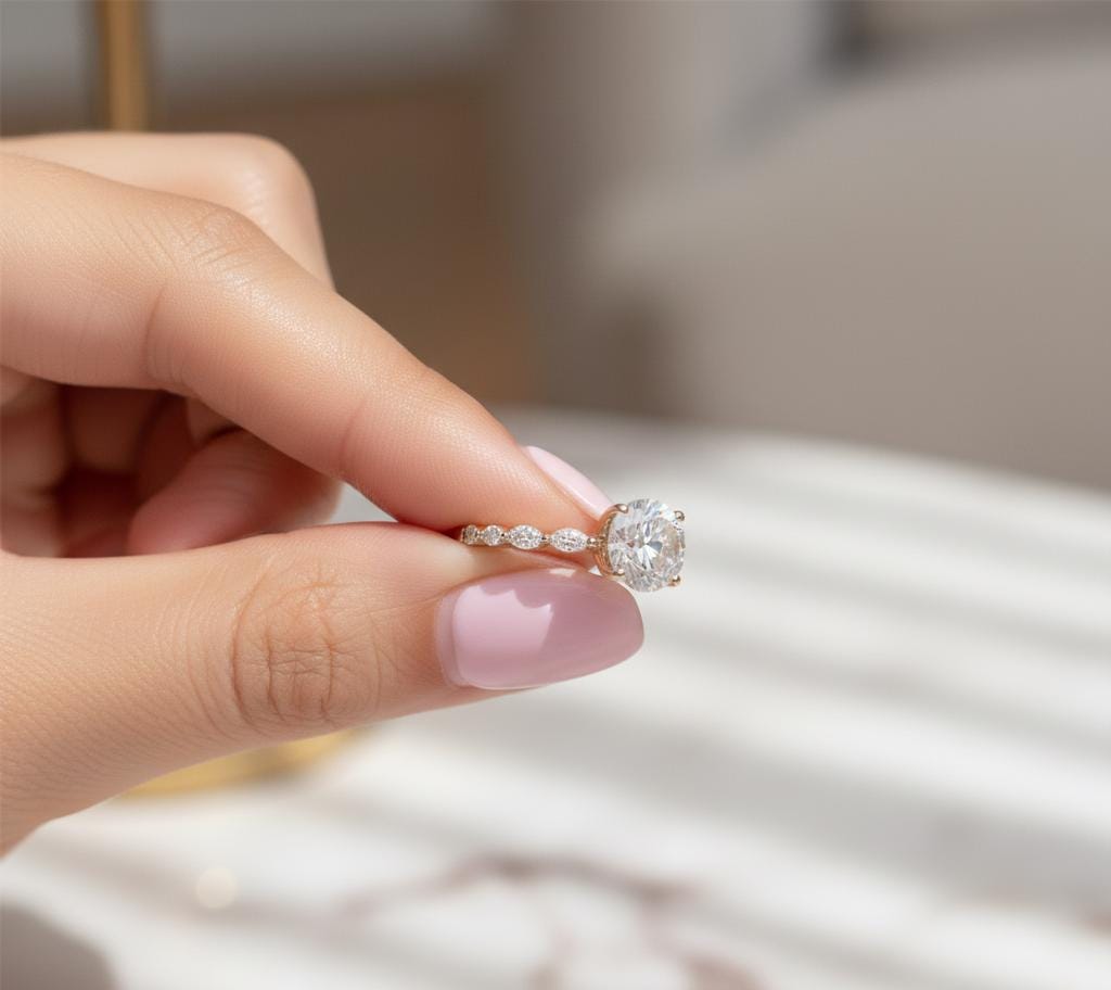 2 Ct IGI Certified Marquise Lab Diamond Hidden Halo Engagement Ring Marquise cut 1Ct Moissanite Brilliant Cut engagement ring in 935 Argentium Silver — custom handcrafted by Forever For Love