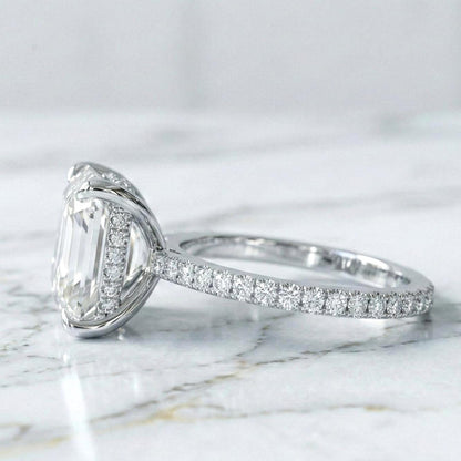 5.3 Ct IGI Certified Asscher Lab Diamond Hidden Halo Engagement Ring