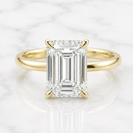 Emerald Diamond Ring E, VVS2 IGI Certified Engagement Diamond Ring for Anniversary Gift Genuine Diamond Ring for Her Perfect Gift