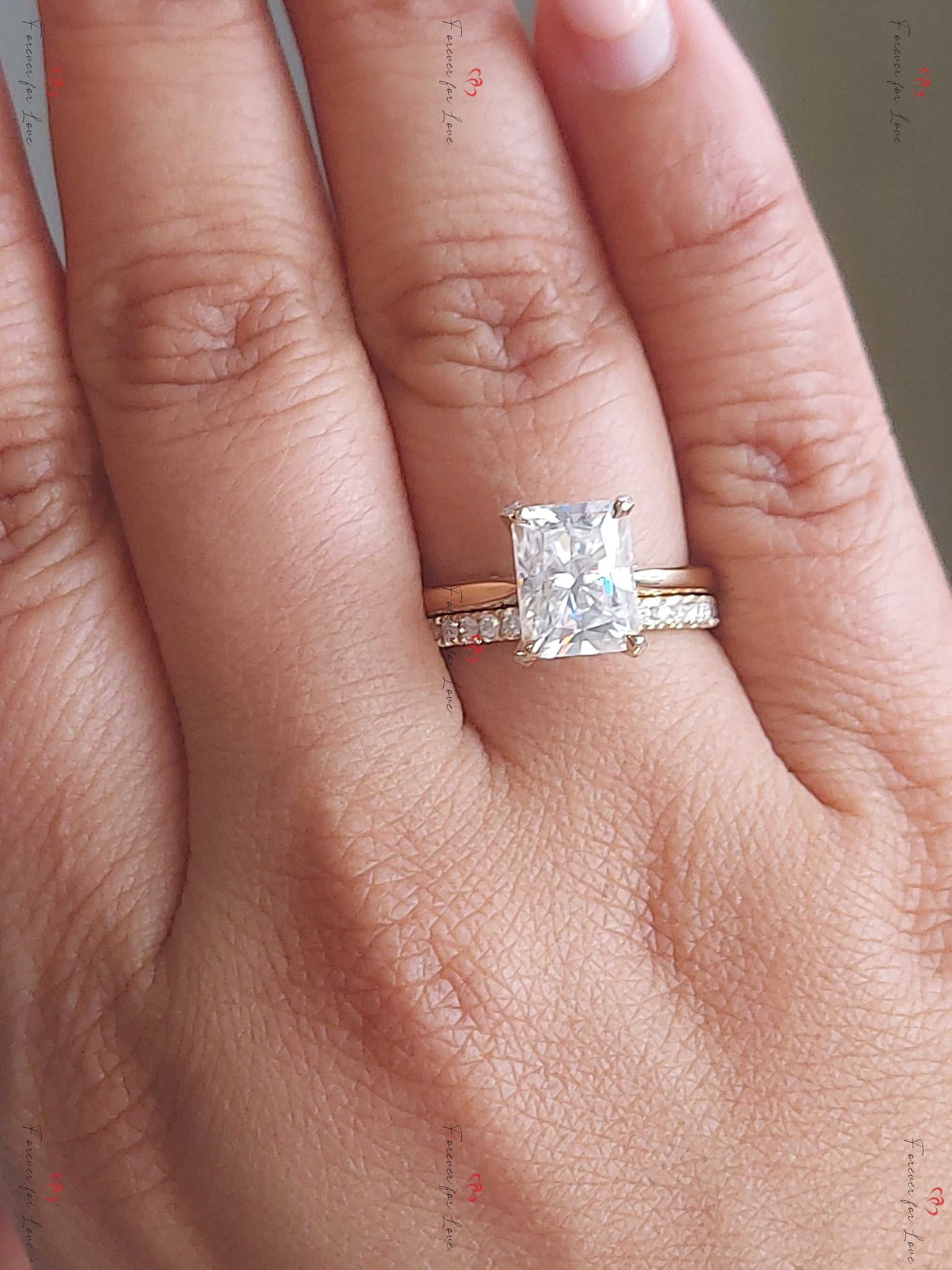 3 Ct Radiant Moissanite Engagement Ring