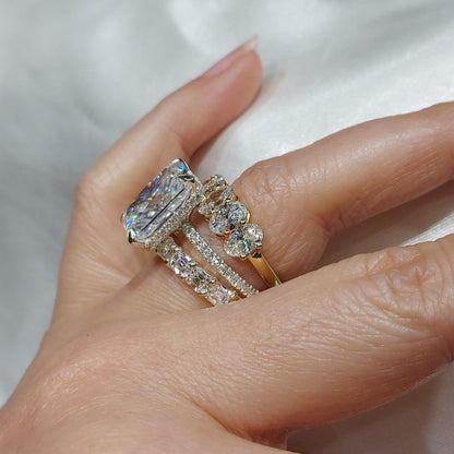 5.5 Ct Radiant Diamond, Moissanite Hidden Halo Engagement Ring