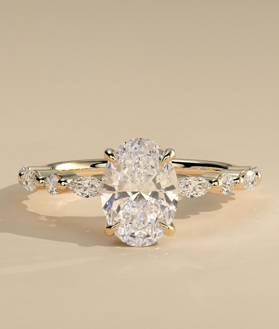 1.0 Ct IGI Certified Oval Diamond Band Oval cut Moissanite Brilliant Cut engagement ring in 935 Argentium Silver — custom handcrafted by Forever For Love