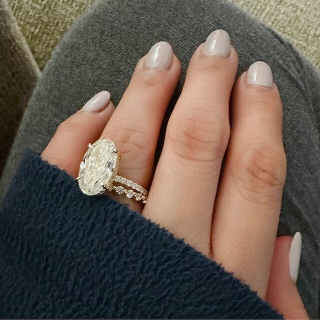 Oval Diamond, Moissanite Eternity Band Oval cut 1Ct Moissanite Brilliant Cut engagement ring in 935 Argentium Silver — custom handcrafted by Forever For Love