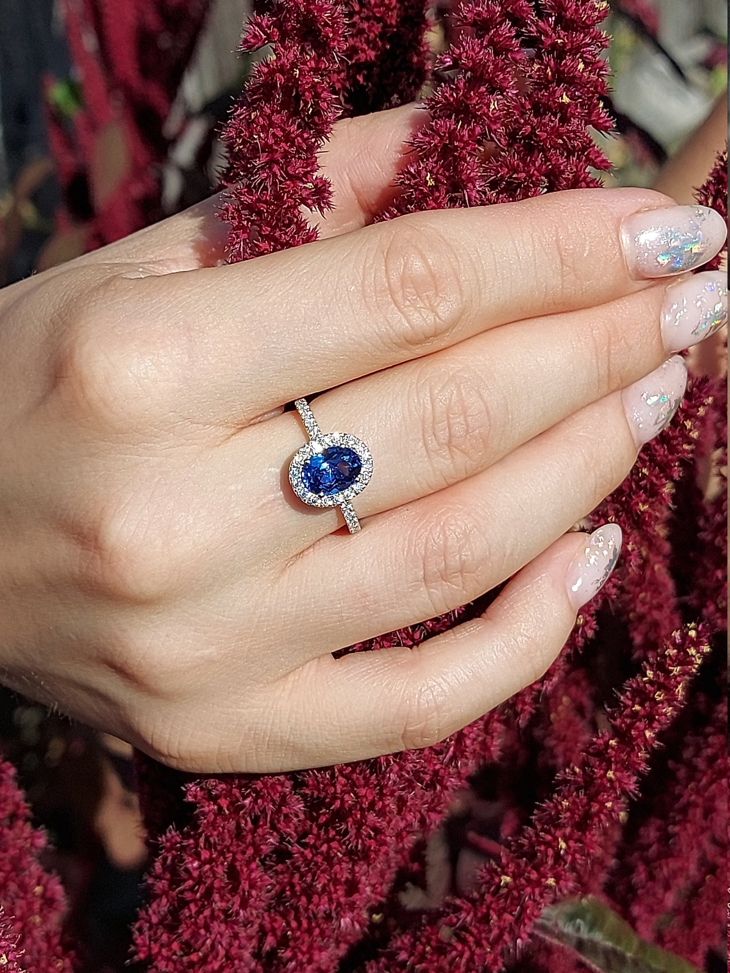 2 Ct Oval Natural Sapphire Engagement Ring Oval cut 1Ct Natural Sapphire engagement ring in 935 Argentium Silver — custom handcrafted by Forever For Love