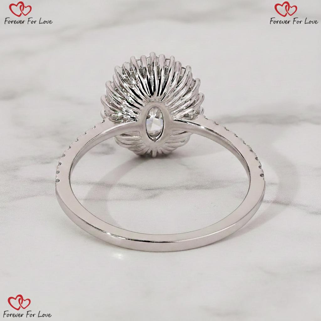 2.3 Ct IGI Certified Oval Lab Diamond Halo Engagement Ring