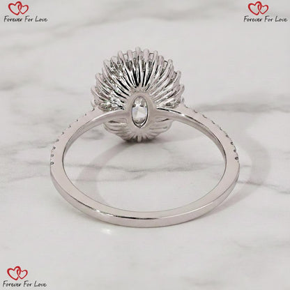 2.3 Ct IGI Certified Oval Lab Diamond Halo Engagement Ring