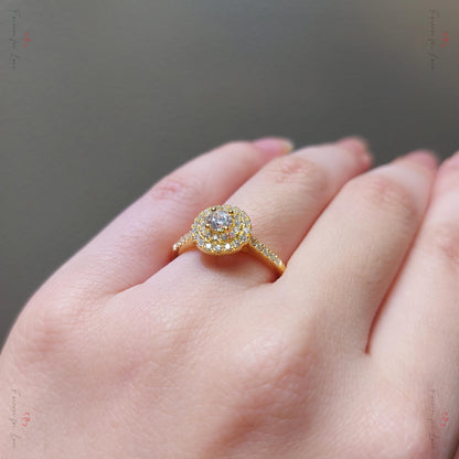 Round Natural Diamond Halo Engagement Ring