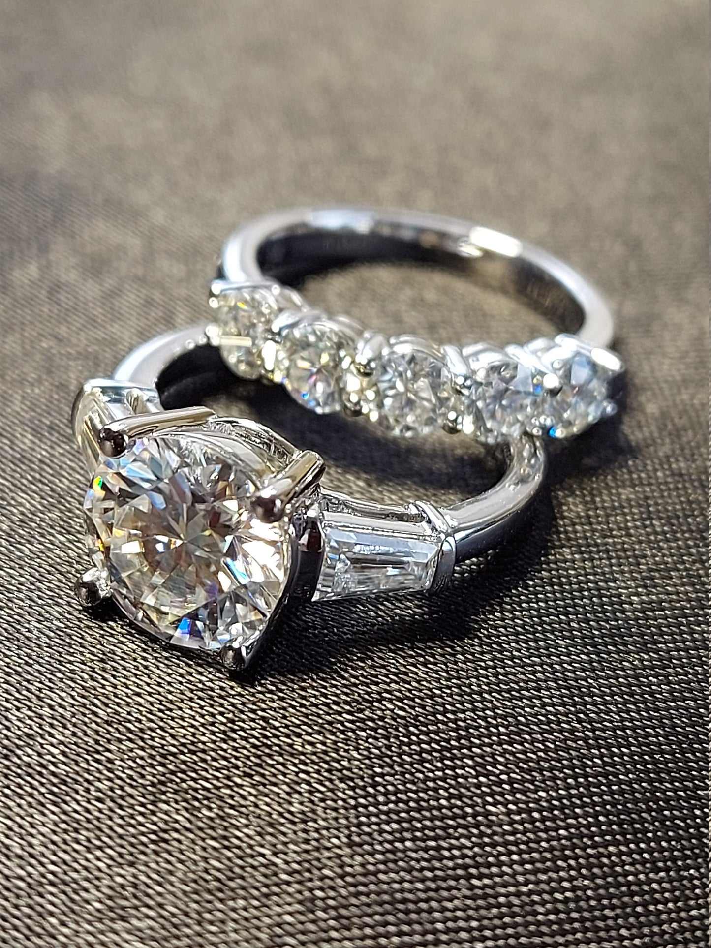 2 Ct Round Moissanite Wedding Band Round cut Moissanite Brilliant Cut engagement ring in 935 Argentium Silver — custom handcrafted by Forever For Love