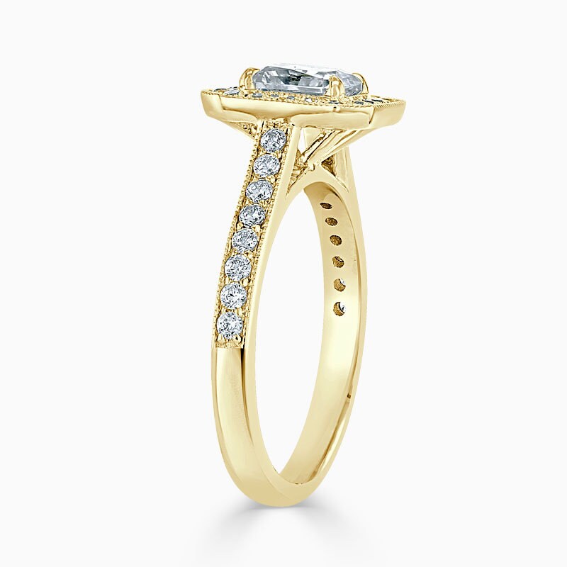 Radiant Diamond, Moissanite Halo Engagement Ring
