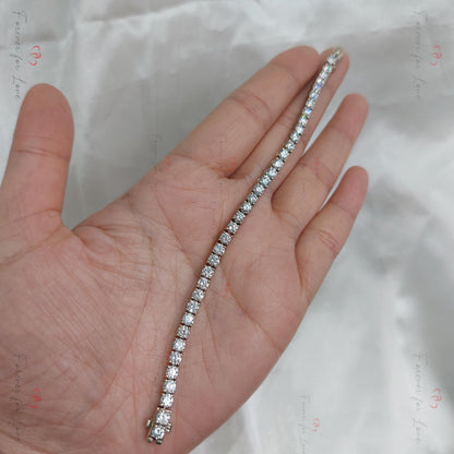 14K White Gold Lab-Created 4-Prong Diamond Elastic Tennis Bracelet 5 CTW E, VS1 birthday gift for Mom