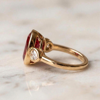 Oval Diamond, Ruby Engagement Ring