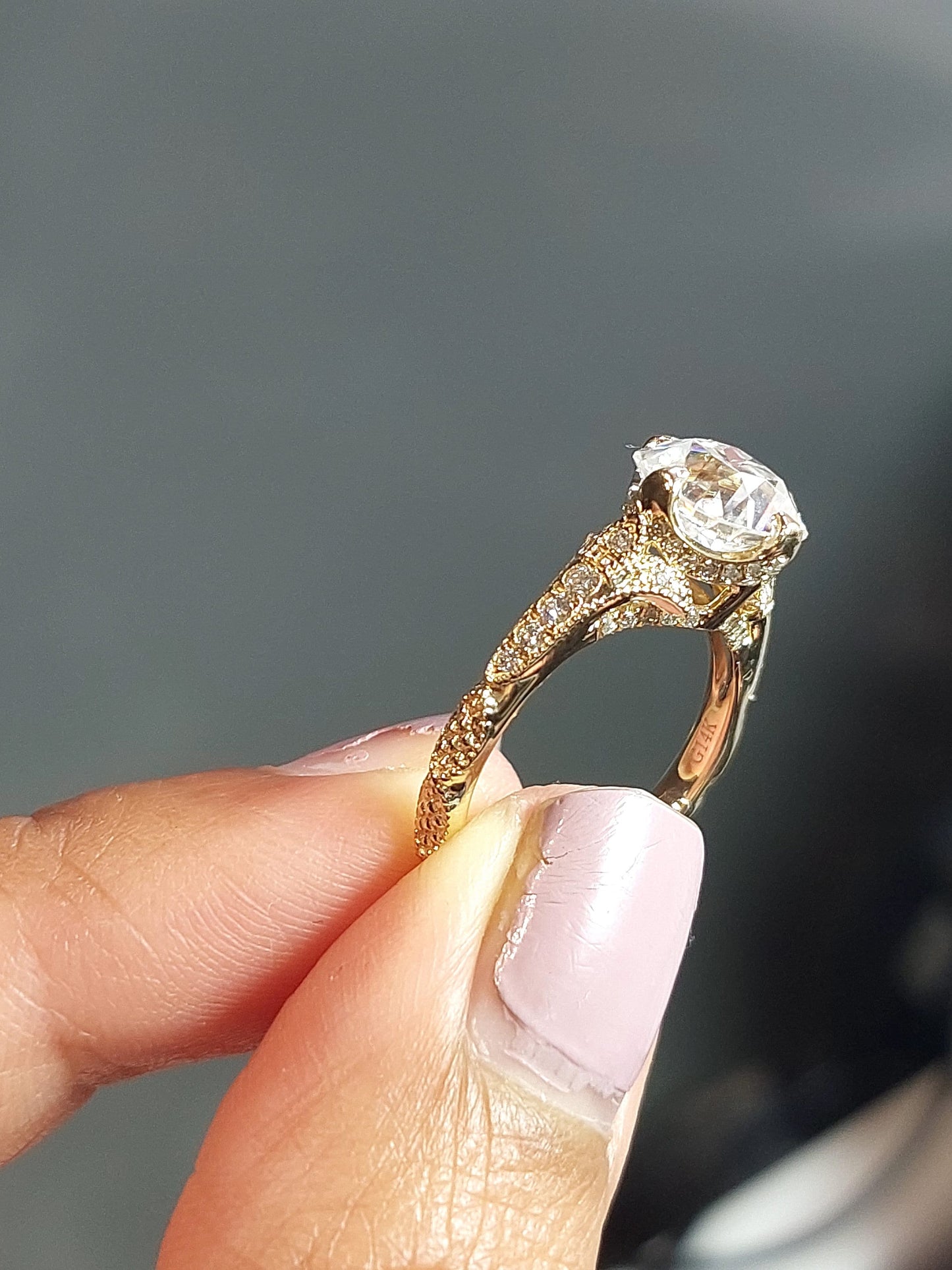Bague de fiançailles solitaire en moissanite taille coussin ancienne mine Cushion cut 1Ct Moissanite coupe brillante engagement ring in Gold or Platinum — custom handcrafted by Forever For Love