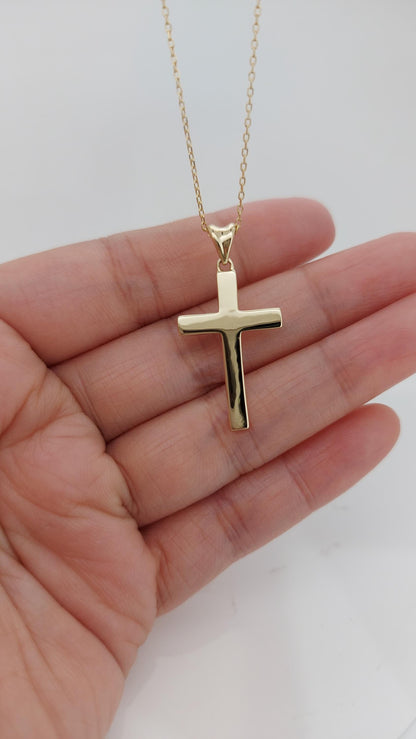 14 Karat Massivgold Kreuzkette für Frauen, anpassbarer Kreuzanhänger, religiöser Schmuck, christlicher Glaubensanhänger, Kreuzgeschenk für Frauen