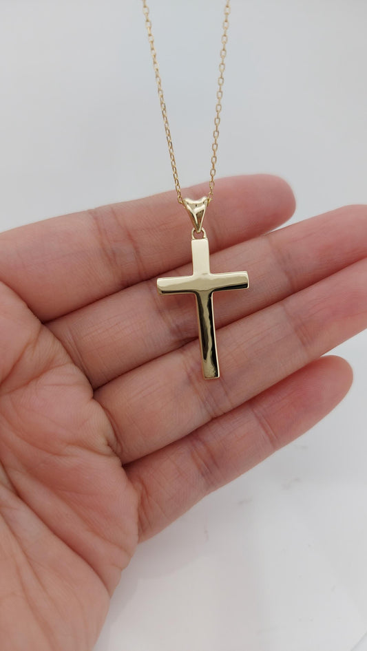 14k Solid Gold Cross Necklace for Women, Customizable Cross Pendant, Religious Jewelry, Christian Faith Pendant, Cross Gift for Women