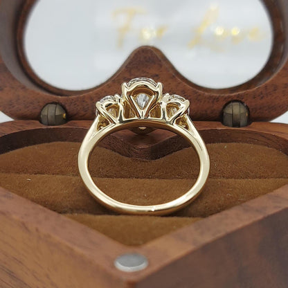 2 Ct IGI Certified Oval Gemstone Three Stone Engagement Ring