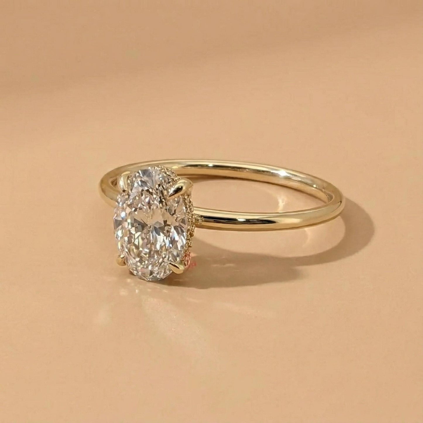 2 Ct IGI Certified Oval Lab Diamond Hidden Halo Engagement Ring Oval cut 1Ct Moissanite Brilliant Cut engagement ring in 935 Argentium Silver — custom handcrafted by Forever For Love