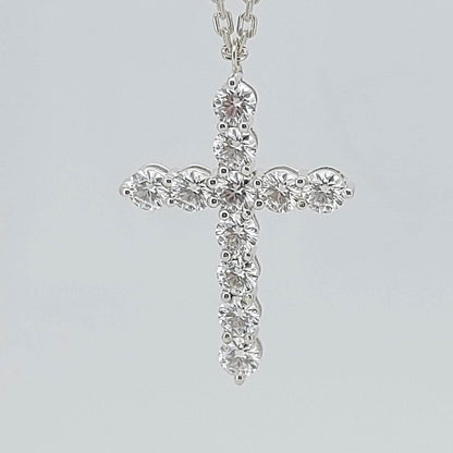 14 Karat Massivgold Moissanit Kreuz Halskette für Frauen, Moissanit Kreuz, Religiöser Schmuck, Anhänger für den christlichen Glauben, Kreuz Geschenk für Frauen