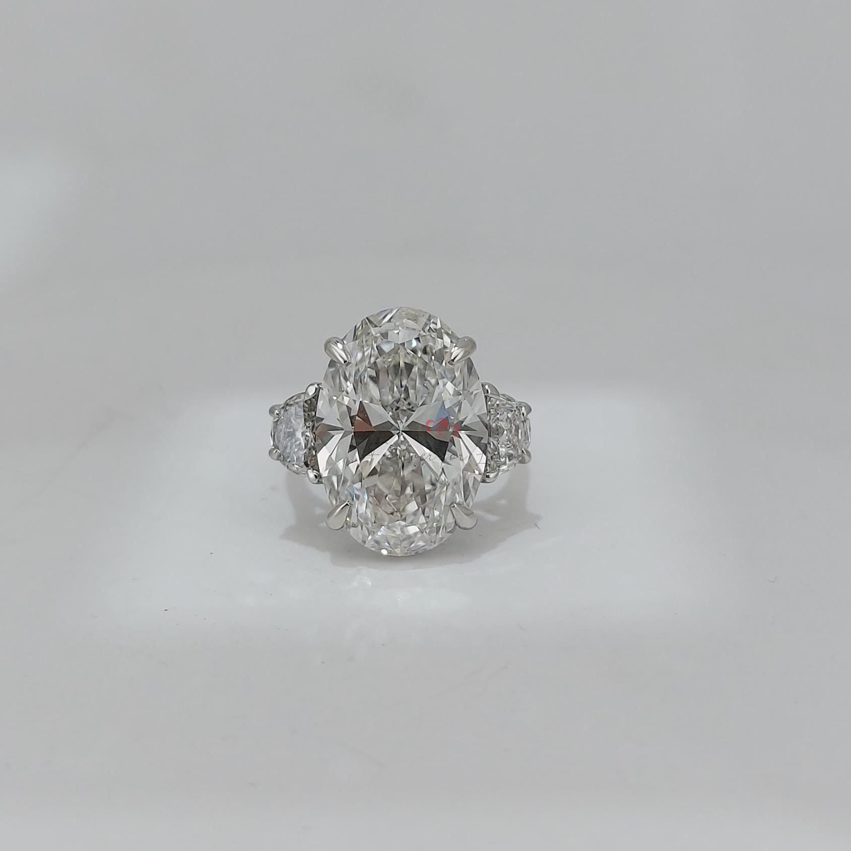 12 Ct Oval Diamond Three Stone Engagement Ring
