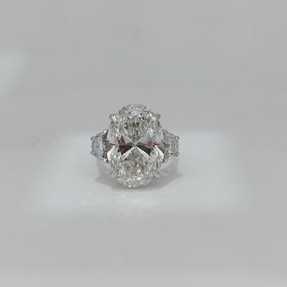 12 Ct Oval Diamond Three Stone Engagement Ring