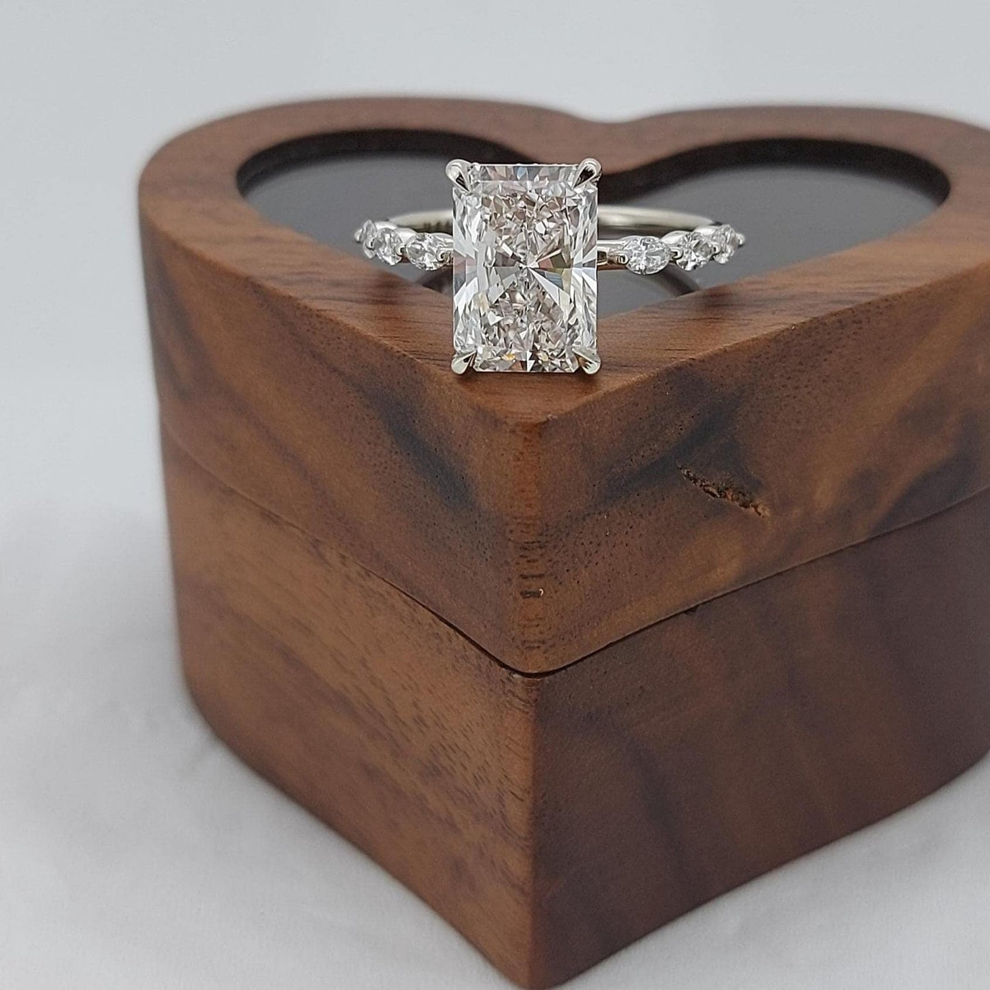3.5 Ct IGI Certified Radiant Lab Diamond Solitaire Engagement Ring Radiant cut 1Ct Moissanite Brilliant Cut engagement ring in 935 Argentium Silver — custom handcrafted by Forever For Love