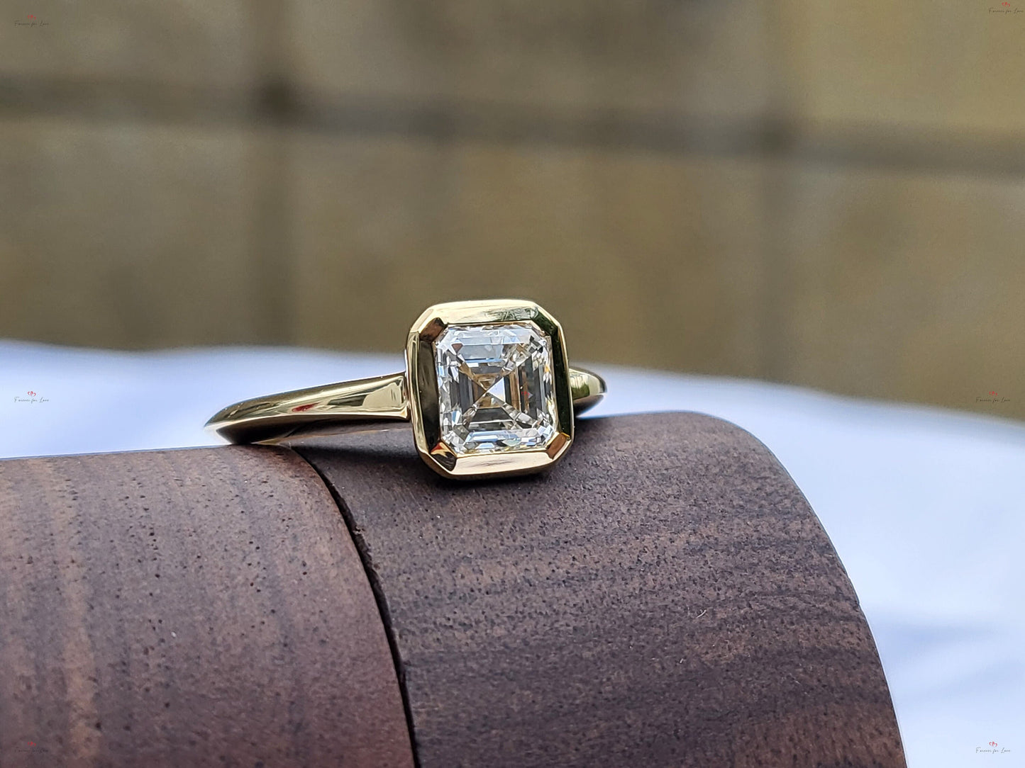 1 Ct GIA Certified Asscher Natural Diamond Solitaire Engagement Ring Asscher cut 1Ct Moissanite Brilliant Cut engagement ring in 935 Argentium Silver — custom handcrafted by Forever For Love