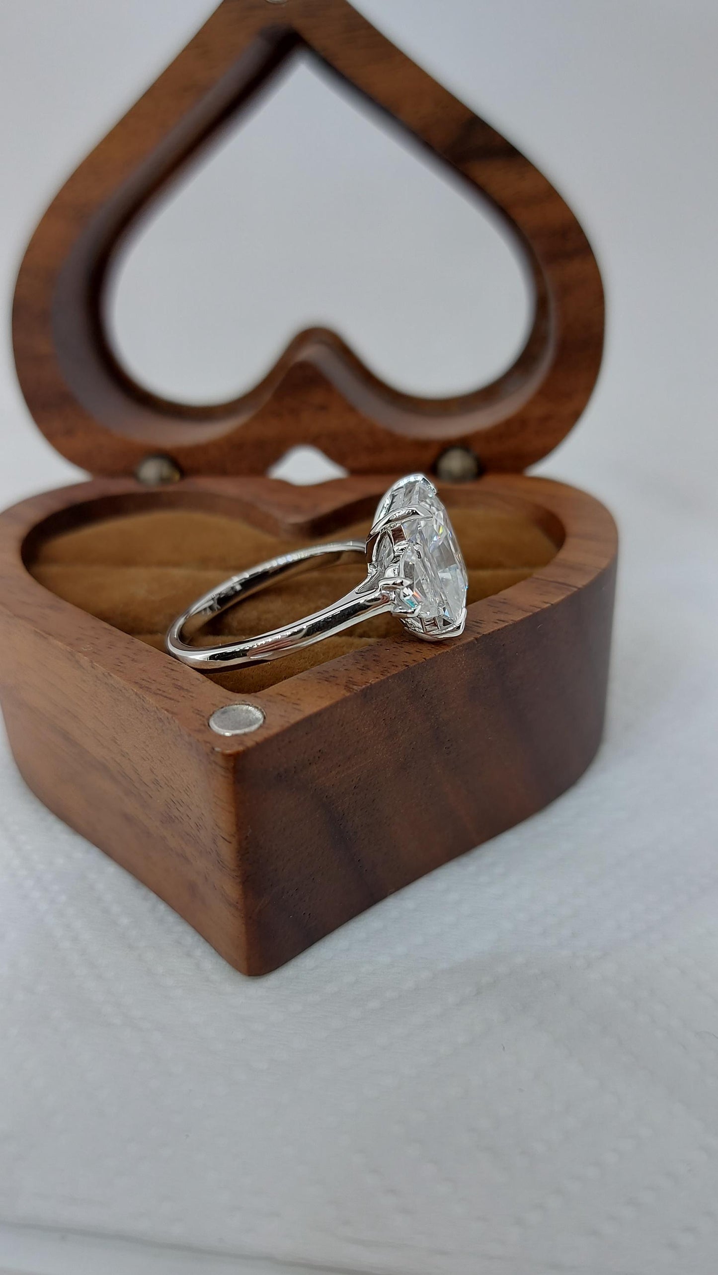 Radiant Cut Moissanite Engagement Ring, Hidden Halo Engagement Ring, Radiant Cut Solitaire, Solid Gold Radiant Cut, Solitaire Proposal Ring. Radiant cut 1Ct Moissanite Brilliant Cut engagement ring in 935 Argentium Silver — custom handcrafted by Forever For Love