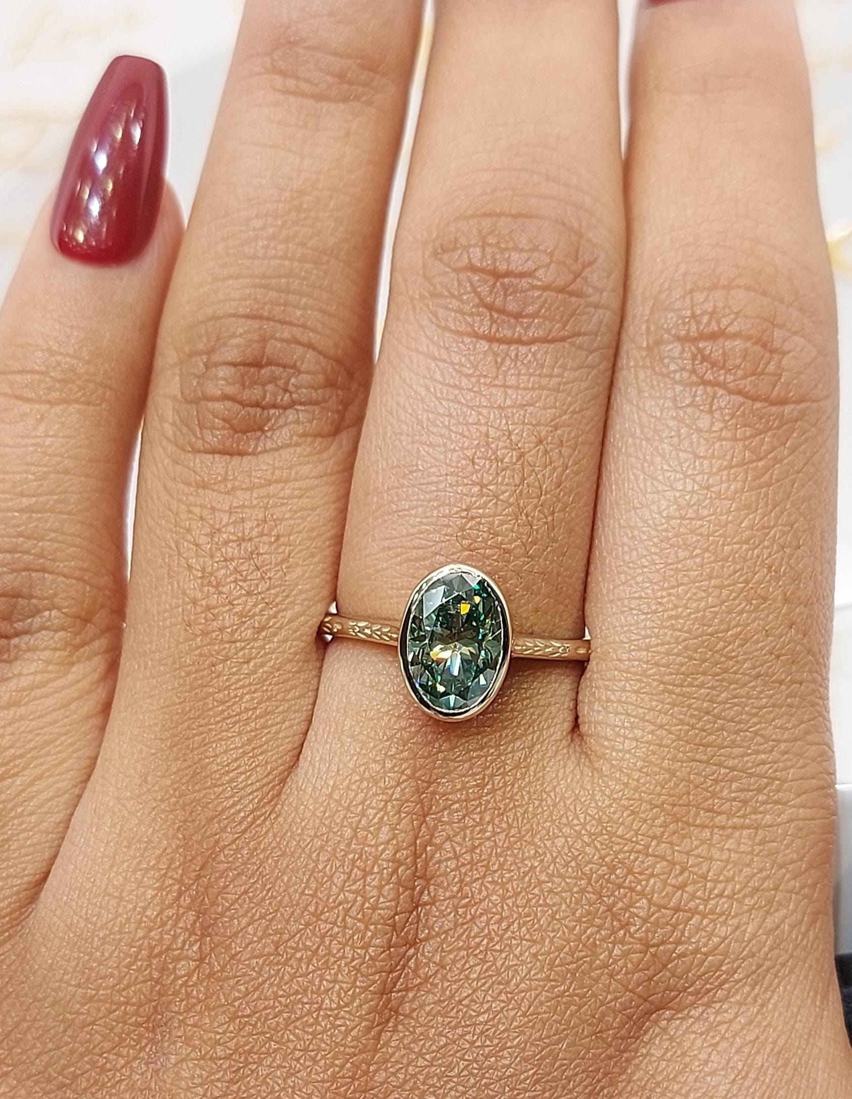 1.5 Ct Oval Moissanite Solitaire Engagement Ring