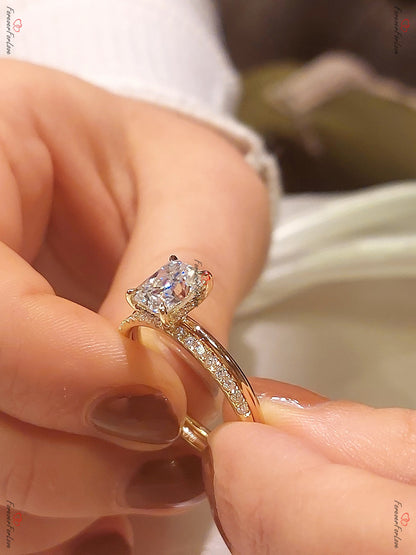 2 Ct Radiant Diamond, Moissanite Eternity Band