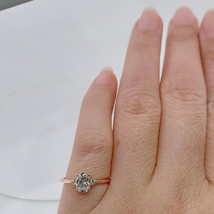 1.50 Ct Oval Moissanite Three Stone Ring
