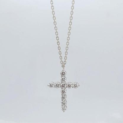 14 Karat Massivgold Moissanit Kreuz Halskette für Frauen, Moissanit Kreuz, Religiöser Schmuck, Anhänger für den christlichen Glauben, Kreuz Geschenk für Frauen