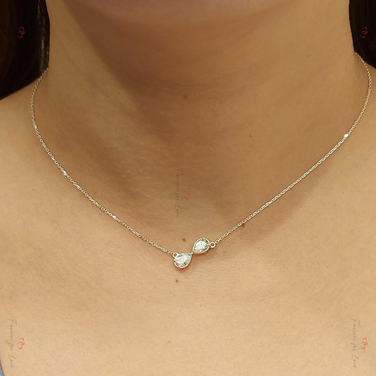 Forever Pendant, Infinite Love Pear diamond Necklace, 14k Yellow Gold, Dainty Minimalist Pear Pendant, Real Diamond, Special Gift For Her.