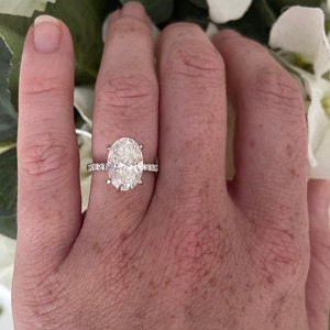 4 Ct Oval Diamond, Moissanite Engagement Ring