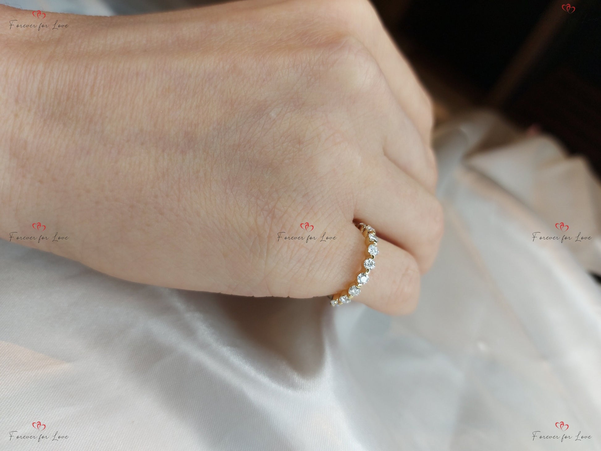 Round Lab Diamond Wedding Band