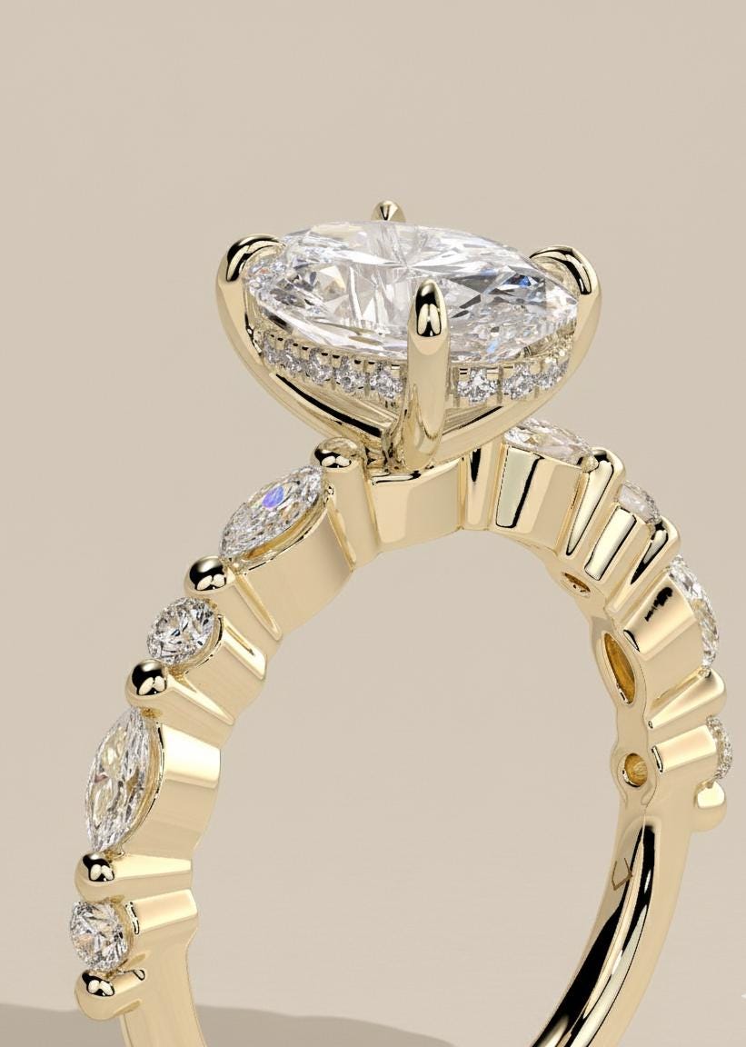 1.0 Ct IGI Certified Oval Lab Diamond Band Oval cut Moissanite Brilliant Cut engagement ring in 935 Argentium Silver — custom handcrafted by Forever For Love