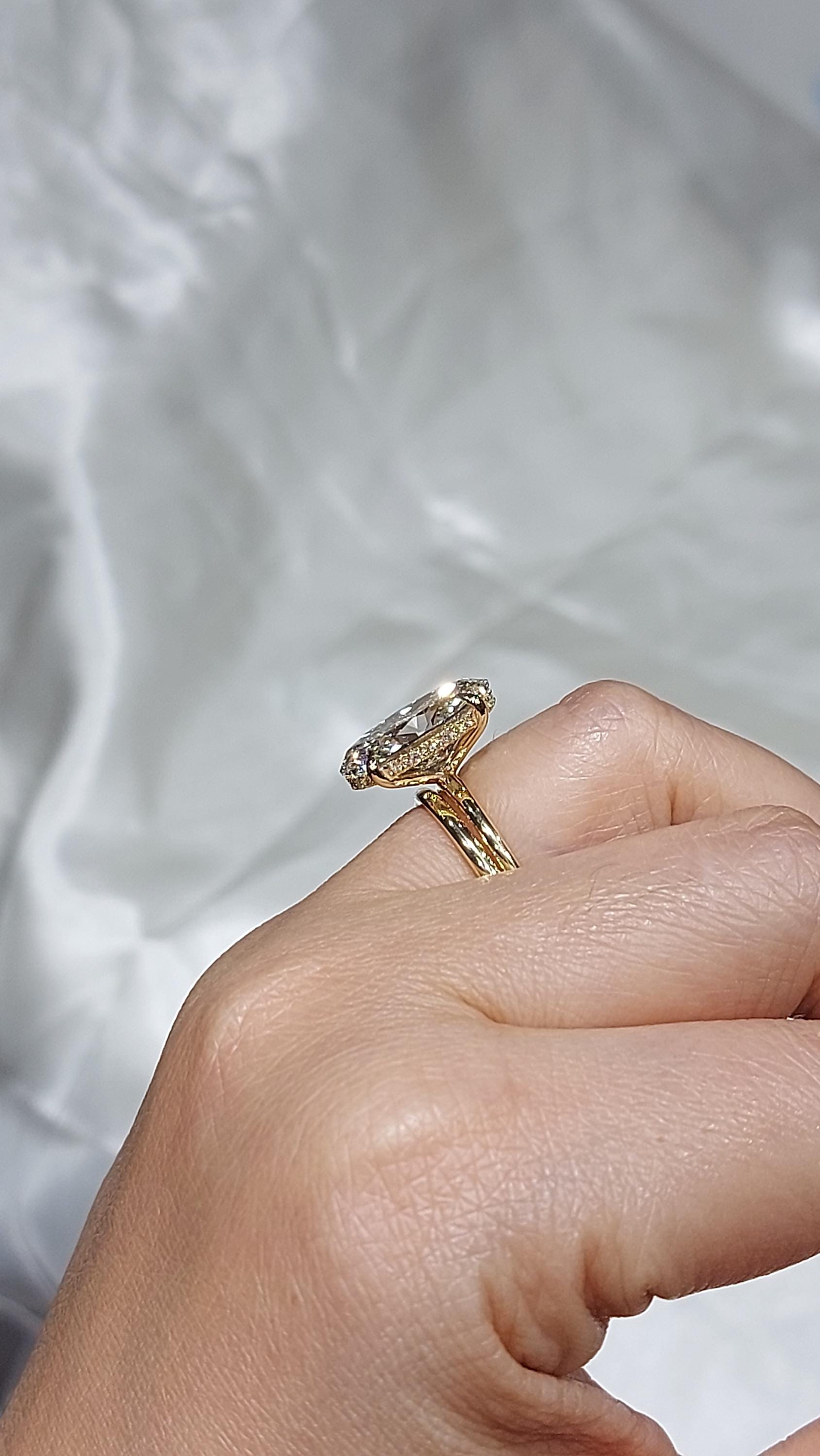 7 Ct Oval Lab Diamond Hidden Halo Engagement Ring