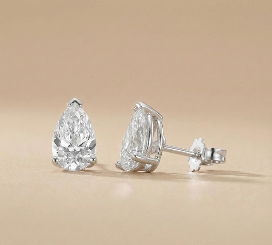 2 Carat Total IGI CERTIFIED D/VVS2 Pear Cut Lab Grown Diamond Stud Earrings, 14k White Gold Pushback Posts, Perfect Gift for Her