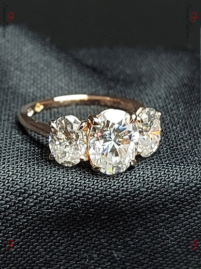 Oval Moissanite Three Stone Engagement Ring