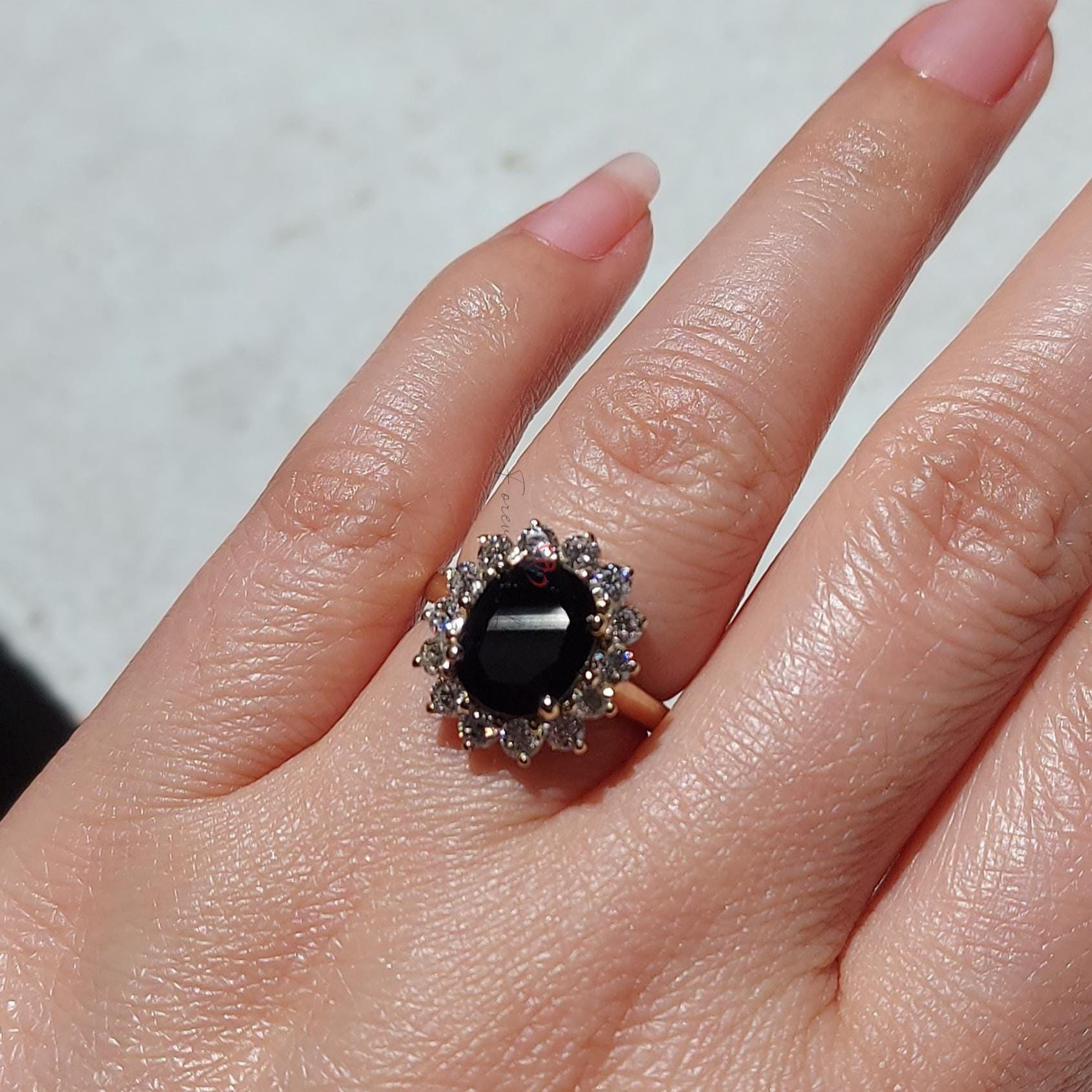 Oval Blue Diamond, Sapphire Engagement Ring