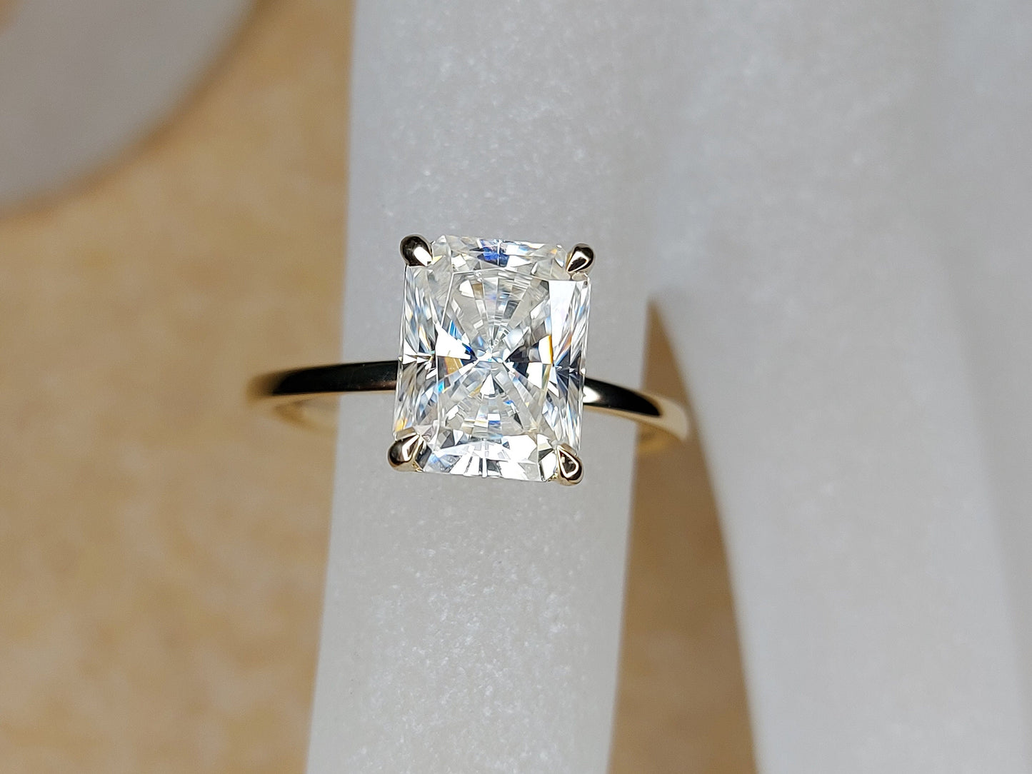 3 Ct Radiant Moissanite Eternity Band Radiant cut Moissanite Brilliant Cut engagement ring in 935 Argentium Silver — custom handcrafted by Forever For Love
