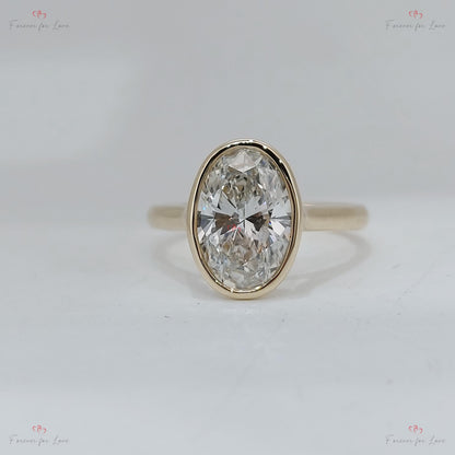 3 Ct Oval Lab Diamond Solitaire Engagement Ring