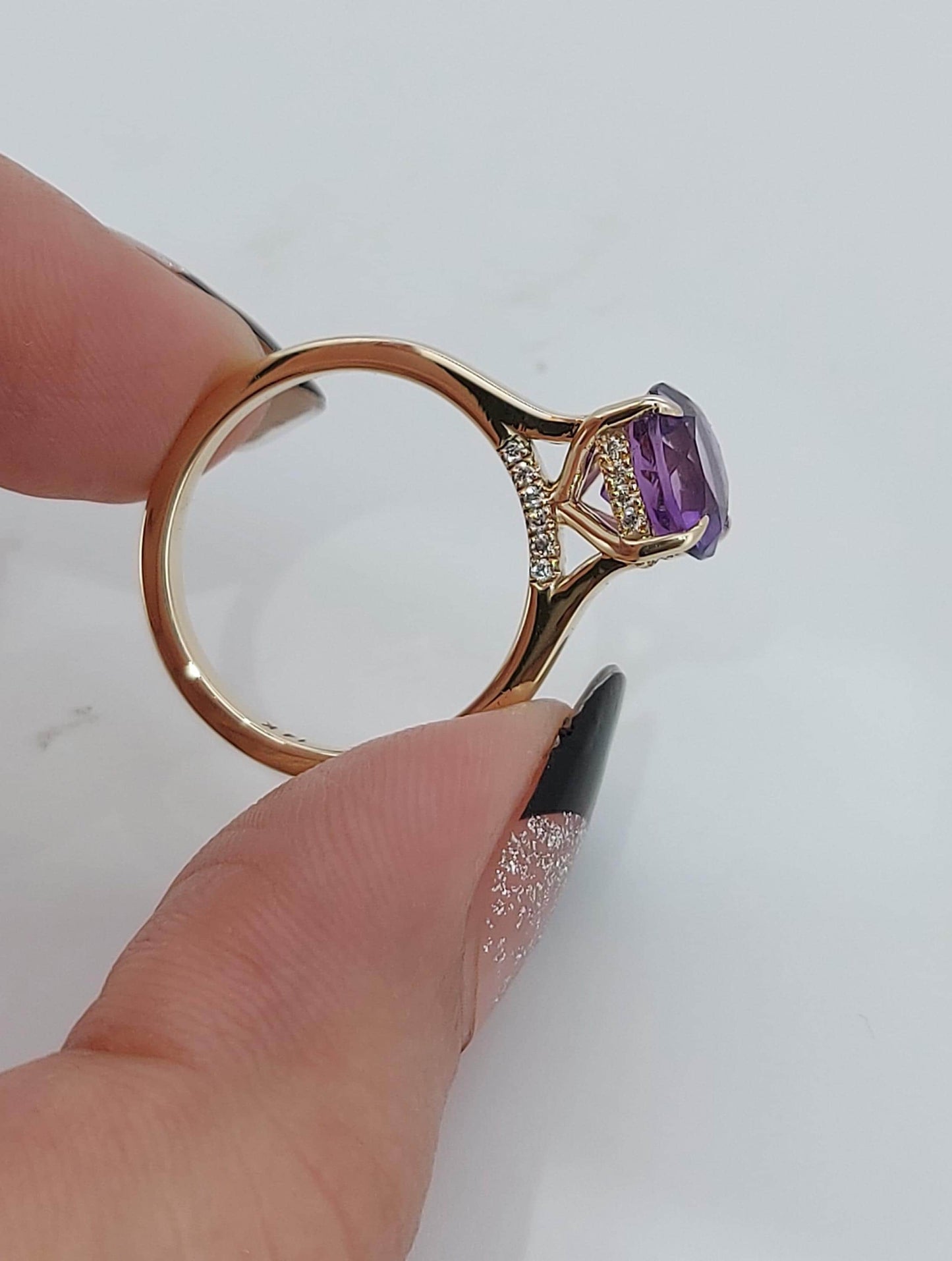 2.6 Karat Marquise-Verlobungsring mit Natur-Saphir Marquise cut Moissanite engagement ring in 935 Argentium Silber — custom handcrafted by Forever For Love