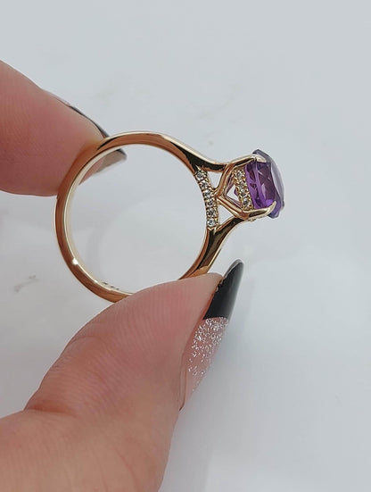 Marquise Diamond, Sapphire, Amethyst Engagement Ring