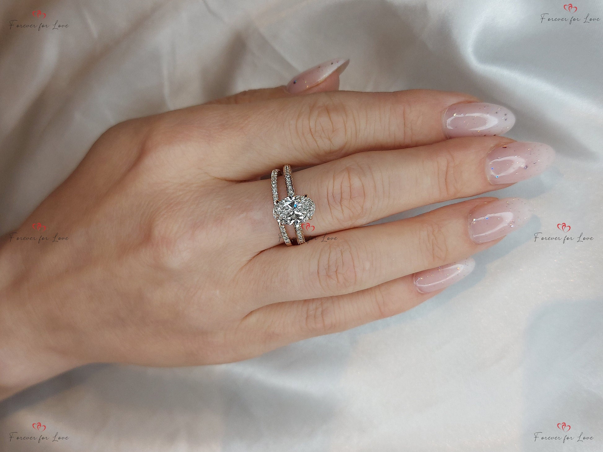Oval Lab Diamond Hidden Halo Engagement Ring